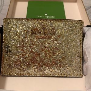 Kate Spade Gold Glitter Card Case